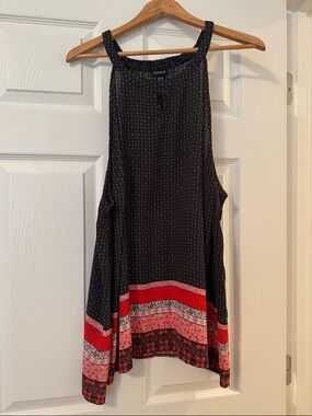 torrid Black Tank with Red & Cream Border Print
